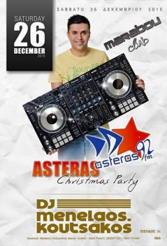 asterasRadio 92 Christmas Party @ Marabou 26/12 Guest Dj Menelaos Koutsakos